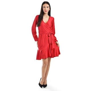 Foto 5 | Foto 5 | Vestido De Satin Envolvente Roman Fashion /juvenil, 4351 (rojo) Rojo