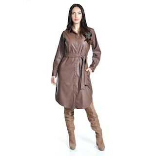 Foto 5 | Foto 5 | Vestido Camisero De Piel Sintetica Roman Fashion /juvenil, 104 (cafe) Cafe
