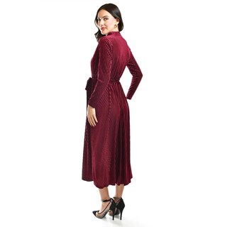 Foto 3 | Foto 3 | Vestido Midi De Terciopelo Roman Fashion /juvenil, 3826 (vino) Vino
