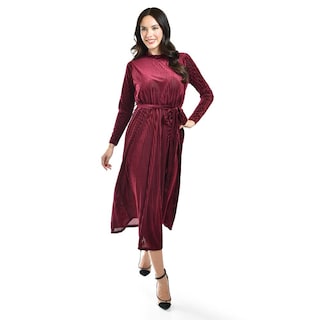 Foto 5 | Foto 5 | Vestido Midi De Terciopelo Roman Fashion /juvenil, 3826 (vino) Vino