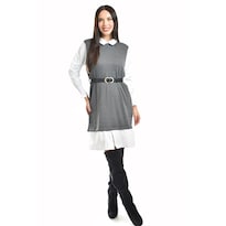 Vestido Camisero Con Chaleco Roman Fashion /juvenil, 3820 (gris) Gris