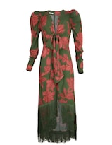 Vestido Largo Con Flecos Candelaria J&b Color Verde Para Mujer