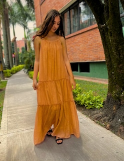 Foto 3 | Foto 3 | Vestido Largo De Tiras Thaly J&b Color Camel Para Dama