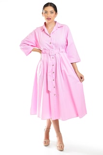 Foto 1 | Foto 1 | Vestido Camisero Con Cinto Roman Fashion /juvenil, 3827-p (rosa)