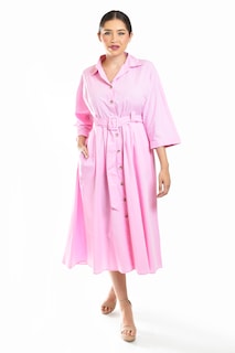 Foto 5 | Foto 5 | Vestido Camisero Con Cinto Roman Fashion /juvenil, 3827-p (rosa)