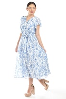 Vestido Midi Con Estampado Floral Roman Fashion /juvenil, 3833 (azul Marino)