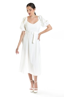 Foto 6 | Foto 6 | Vestido Midi De Manga Abullonada Roman Fashion /juvenil, 12515 (blanco)