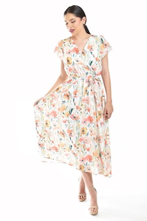 Foto 6 | Foto 6 | Vestido Midi Con Estampado Floral Roman Fashion /juvenil, 3833 (naranja)