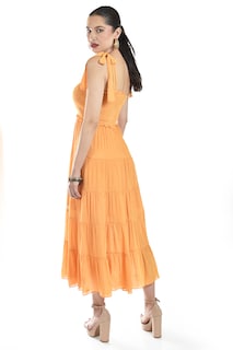 Foto 3 | Foto 3 | Vestido Midi Con Detalle Smock Roman Fashion /juvenil, 30105 (naranja)