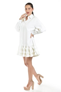 Foto 2 | Foto 2 | Vestido Camisero Con Olanes Roman Fashion /juvenil, 11787 (blanco)