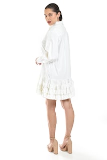 Foto 3 | Foto 3 | Vestido Camisero Con Olanes Roman Fashion /juvenil, 11787 (blanco)