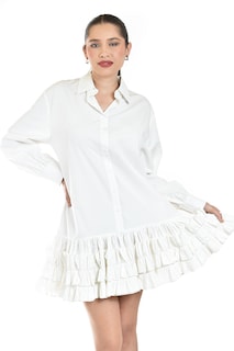 Foto 5 | Foto 5 | Vestido Camisero Con Olanes Roman Fashion /juvenil, 11787 (blanco)