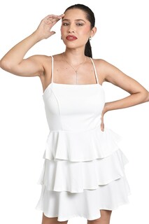 Foto 5 | Foto 5 | Vestido Con Diseño De Volantes Roman Fashion /juvenil, 5733 (blanco)