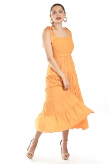 Foto 2 | Foto 2 | Vestido Midi Con Detalle Smock Roman Fashion /juvenil, 30105 (naranja)