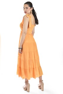 Foto 3 | Foto 3 | Vestido Midi Con Detalle Smock Roman Fashion /juvenil, 30105 (naranja)