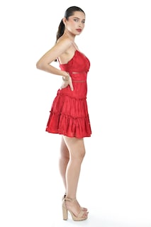 Foto 2 | Foto 2 | Vestido Con Encaje Y Volantes Roman Fashion/juvenil, 6261 (rojo)