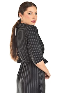 Foto 4 | Foto 4 | Vestido Camisero Con Moño Roman Fashion /juvenil, 4341 (negro Lineas)