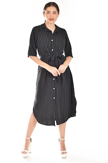 Foto 1 | Foto 1 | Vestido Camisero Con Moño Roman Fashion /juvenil, 4341 (negro Lineas)
