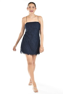 Foto 1 | Foto 1 | Vestido Corto De Encaje Roman Fashion /juvenil, 5163 (azul Marino)