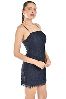 Foto 2 | Foto 2 | Vestido Corto De Encaje Roman Fashion /juvenil, 5163 (azul Marino)