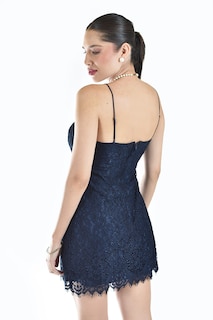 Foto 3 | Foto 3 | Vestido Corto De Encaje Roman Fashion /juvenil, 5163 (azul Marino)