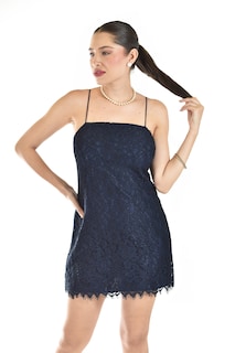 Foto 5 | Foto 5 | Vestido Corto De Encaje Roman Fashion /juvenil, 5163 (azul Marino)