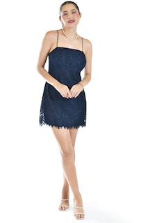 Foto 6 | Foto 6 | Vestido Corto De Encaje Roman Fashion /juvenil, 5163 (azul Marino)