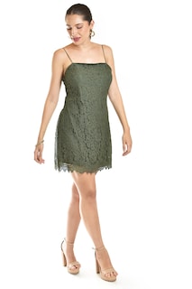 Foto 2 | Foto 2 | Vestido Corto De Encaje Roman Fashion /juvenil, 5163 (verde Militar)