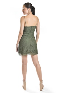 Foto 3 | Foto 3 | Vestido Corto De Encaje Roman Fashion /juvenil, 5163 (verde Militar)