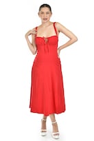 Vestido Midi Con Espalda Ajustable Roman Fashion /juvenil, 5811 (rojo)