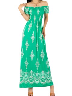 Foto 1 | Foto 1 | Vestido Maxi Casual Mujer Largo Cómodo Ves-1024 Verde Estilo Boho