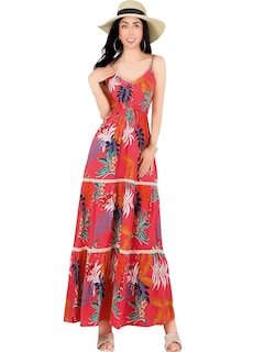 Foto 1 | Foto 1 | Vestido Maxi Casual Mujer Largo Ves-1017 Coral Cómodo De Tirantes