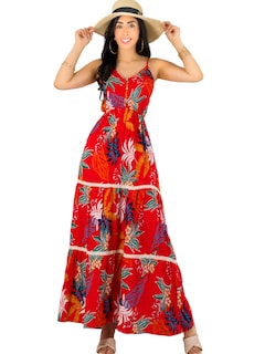 Foto 1 | Foto 1 | Vestido Maxi Casual Mujer Largo Ves-1017 Rojo Cómodo De Tirantes