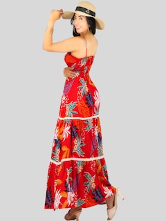 Foto 3 | Foto 3 | Vestido Maxi Casual Mujer Largo Ves-1017 Rojo Cómodo De Tirantes