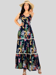 Foto 2 | Foto 2 | Vestido Maxi Casual Mujer Largo Ves-1017 Marino Cómodo De Tirantes