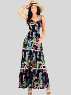 Foto 4 | Foto 4 | Vestido Maxi Casual Mujer Largo Ves-1017 Marino Cómodo De Tirantes