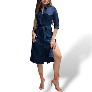 Foto 1 | Foto 1 | Vestido De Mezclilla Casual Deni Con Botones Y Cinturon