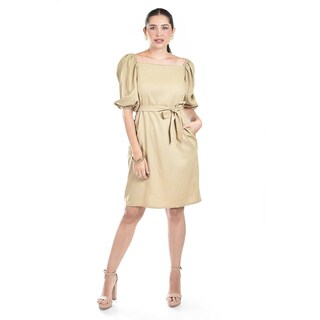 Foto 1 | Foto 1 | Vestido De Lino Escote Cuadrado Roman Fashion /juvenil 1045 (moka) Cafe