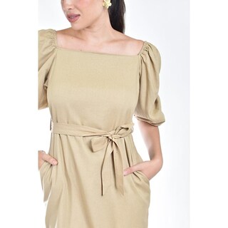 Foto 5 | Foto 5 | Vestido De Lino Escote Cuadrado Roman Fashion /juvenil 1045 (moka) Cafe