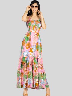 Foto 7 | Foto 7 | Vestido Maxi Casual Mujer Ves-1016 Rosa Largo Cómodo De Tirantes
