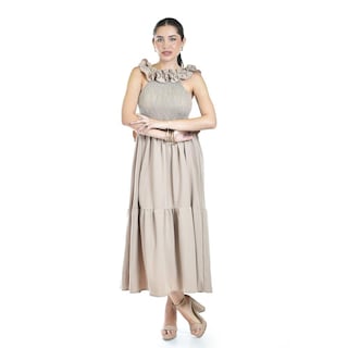 Foto 1 | Foto 1 | Vestido Largo Con Olanes Roman Fashion/ Juvenil, 4360 (cafe) Cafe