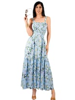 Vestido Maxi Casual Mujer Largo Ves-1027 Azul Claro Cómodo De Tirantes