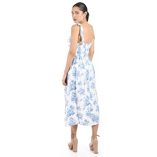 Foto 3 | Foto 3 | Vestido Midi Floral Roman Fashion /juvenil 4015 (blanco /flor Azul) Blanco