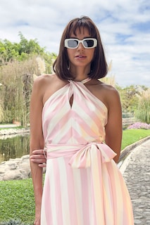 Foto 3 | Foto 3 | Vestido Tipo Halter Color Rosa/hueso Mussi
