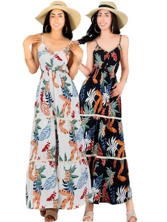 Foto 1 | Foto 1 | Pack De 2 Vestidos Maxi Casual Ves-1017-px2 Blanco Y Negro Mujer Largo Cómodo De Tirantes
