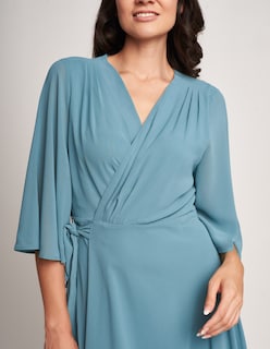 Foto 4 | Foto 4 | Vestido Devendi Color Azul Cruzado Manga Mariposa