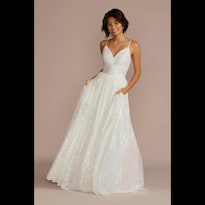 Vestido Largo De Lentejuela David's Bridal Blanco