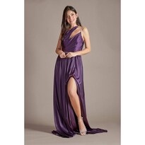 Vestido Largo Con Tirantes Con Aplicaión De Pedrería David's Bridal Purpura
