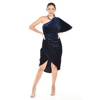 Vestido De Terciopelo De Un Hombro Roman Fashion /juvenil, 42723 (azul Marino) Azul Marino