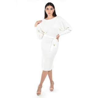 Foto 1 | Foto 1 | Vestido De Punto Con Cinto Roman Fashion /juvenil  31135 (blanco) Blanco
